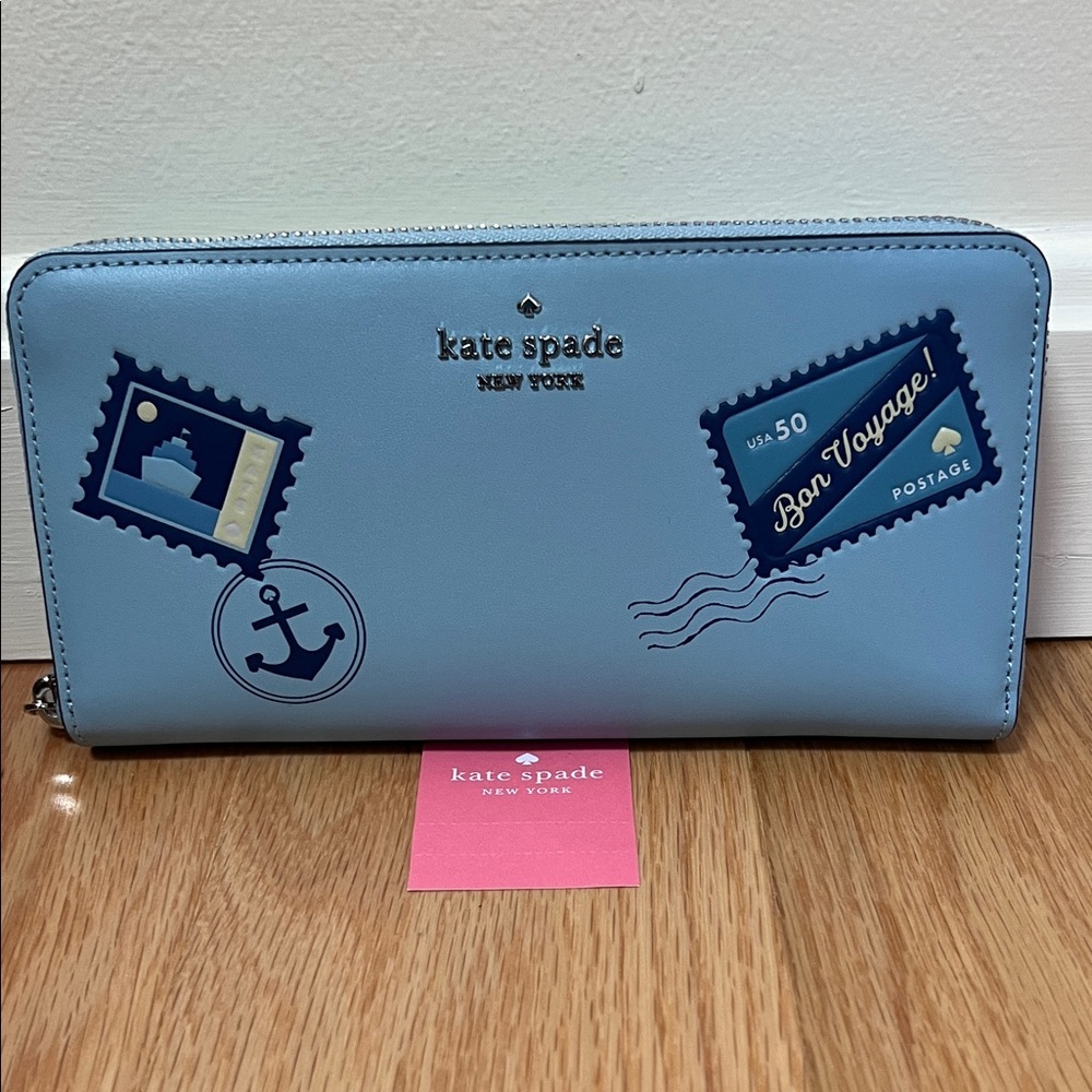 New! Kate Spade fresh water Bon voyage off the grid large continental wallet.